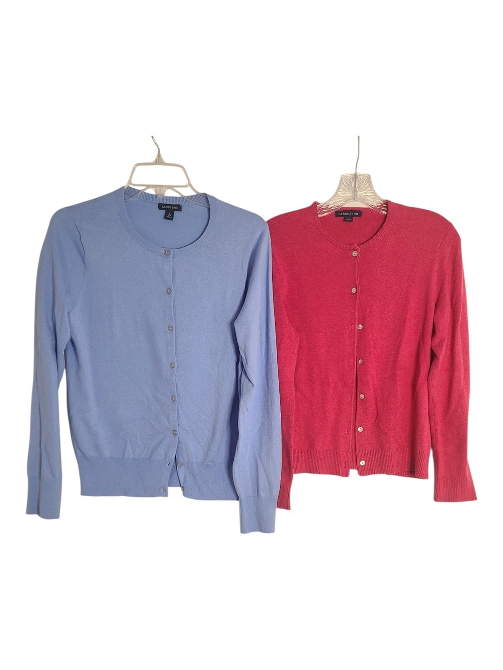 Lands' End Knit Cardigan Lot Size Small 6-8 Pink & Periwinkle Blue Sweaters